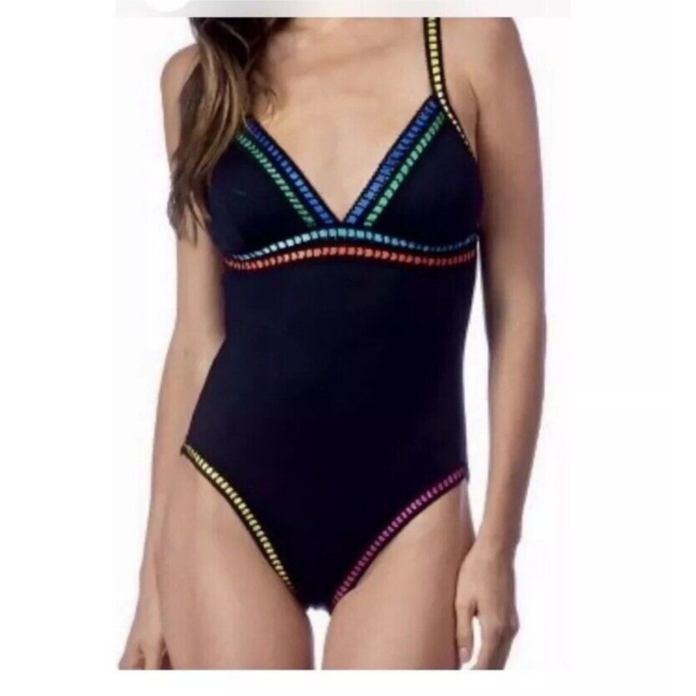 La Blanca Colorful Trim Black Swimsuit